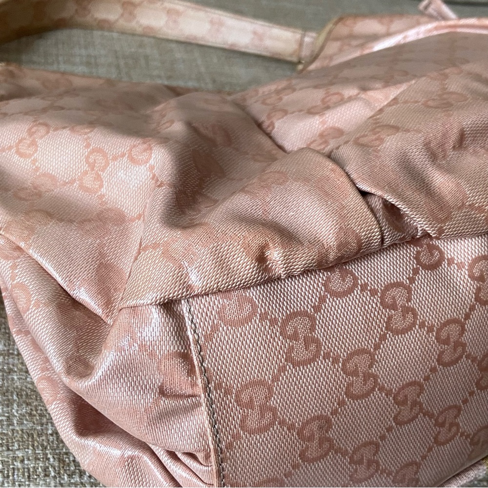 Gucci pink GG crystal coated canvas horsebit web hobo shoulder bag bow tie - Picture 5 of 16